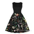 Fashion sans manches fleur de fleur belle robe avec ceinture